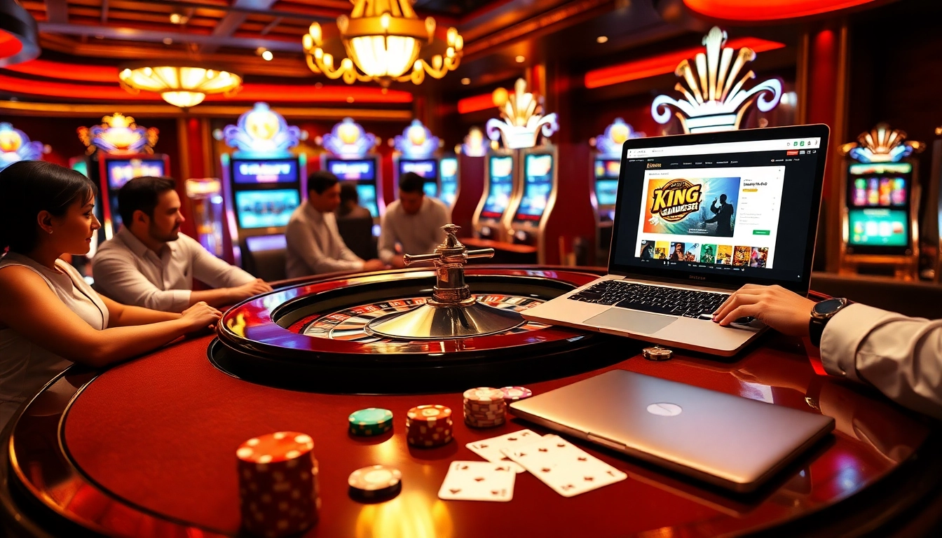 Experience thrilling games at king garuda138 with a luxurious casino ambiance featuring a roulette table.