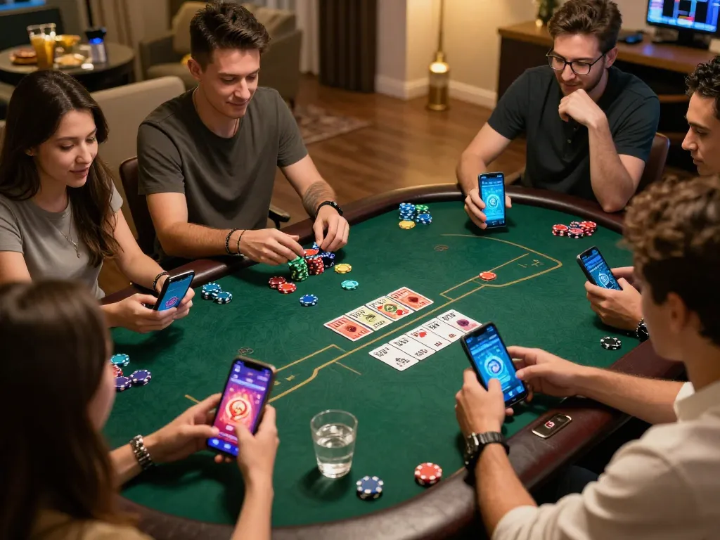 Players enjoying a poker game online through mobile devices at home with the excitement of 789ff.