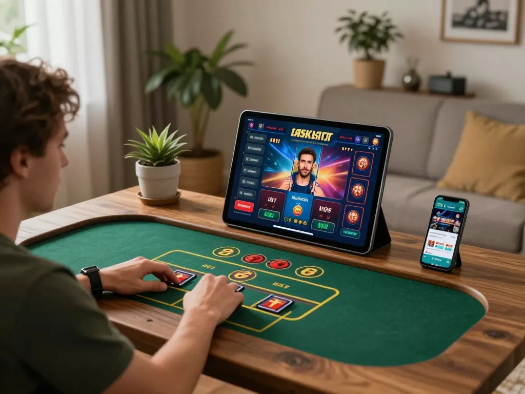 Engaged user playing live dealer game on c168 app, showcasing online gaming excitement