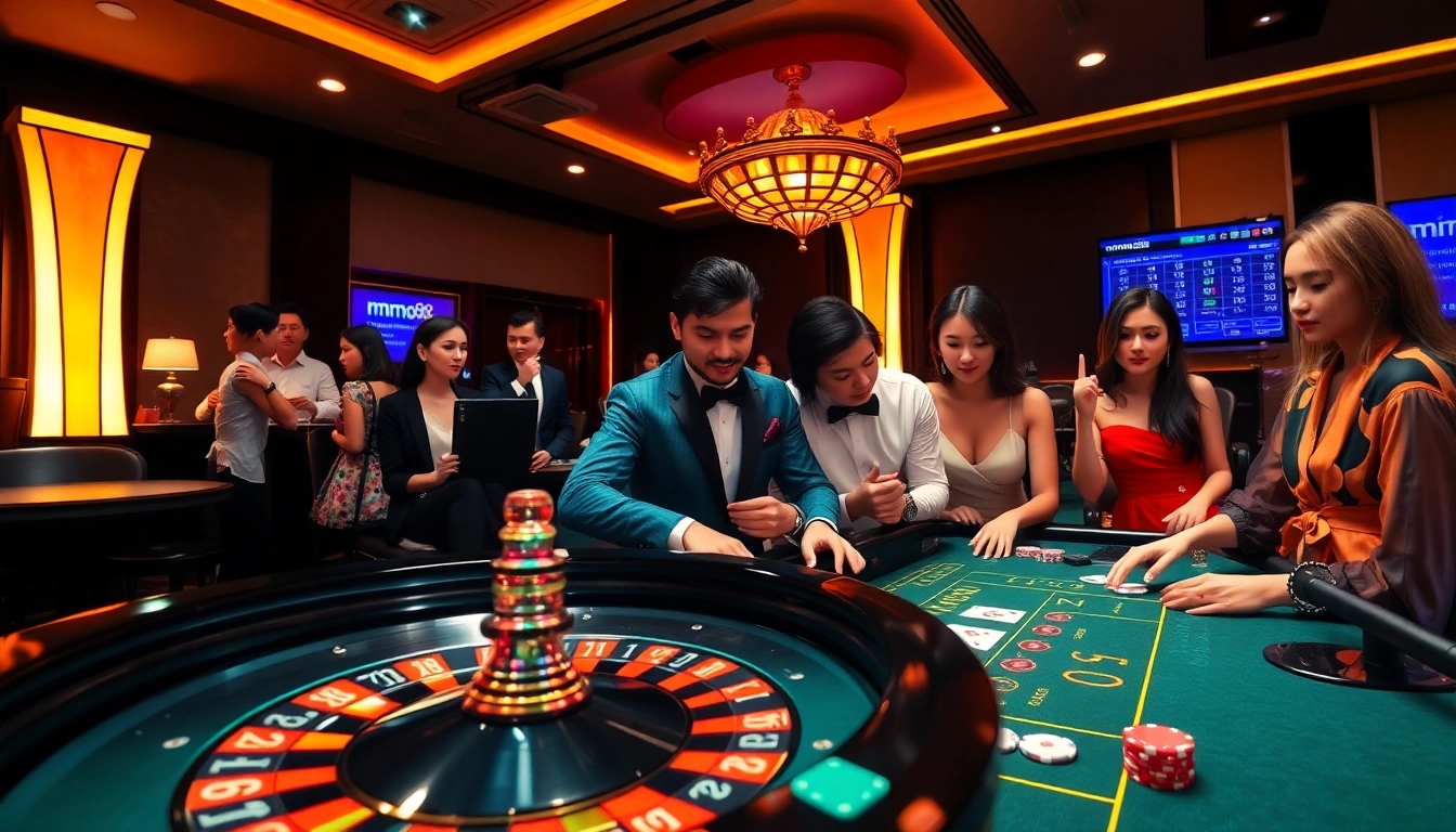 Experience the excitement of mm88 with players engaged in a thrilling casino game.