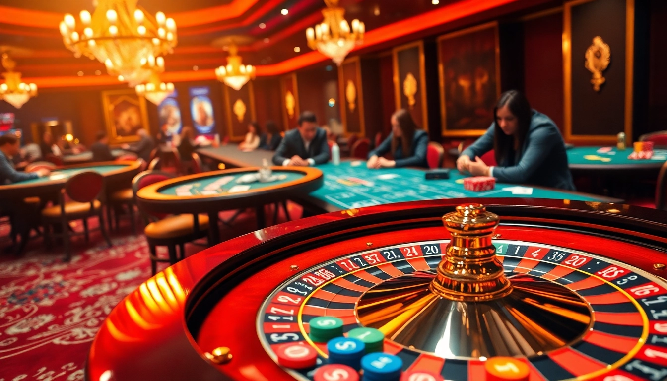 Exciting players enjoy a roulette game at the casino, showcasing the allure of OKFUN.