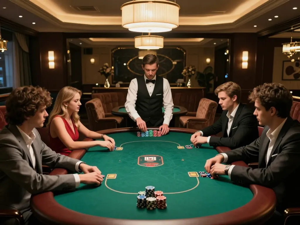Engaging poker scene on go88 platform displaying strategic gameplay in a luxurious setting.