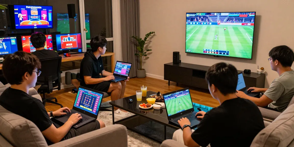 Engaged players at home enjoying gambling on https://open88c.com/ with vibrant screens and cozy atmosphere.