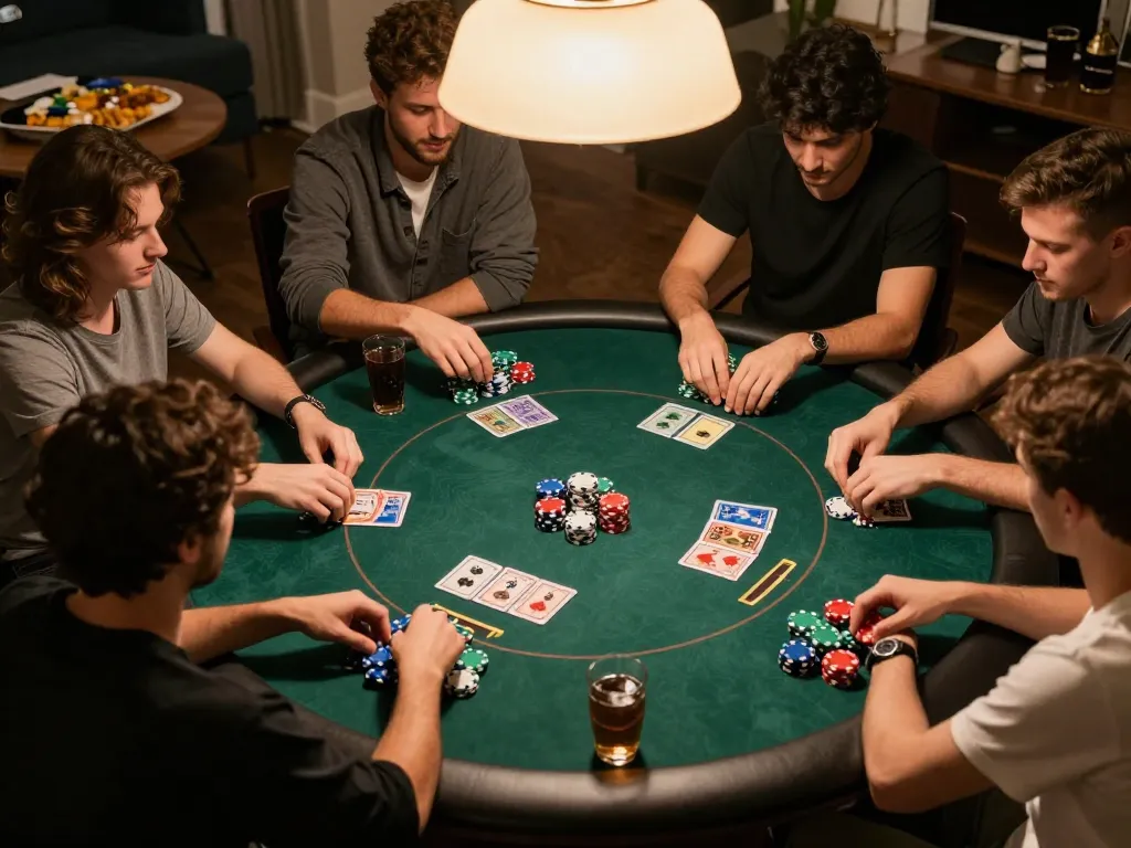 KADAL778 players enjoy an inviting home poker night strategy and social interaction among friends