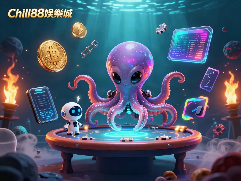 在Chill88娱乐场中，外星章鱼与机器人朋友一同经营充满动感的扑克桌。