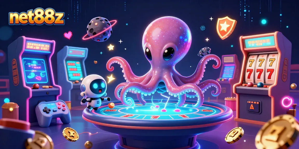 Play poker with the alien octopus at net88z, featuring exciting 3D visuals and game elements.