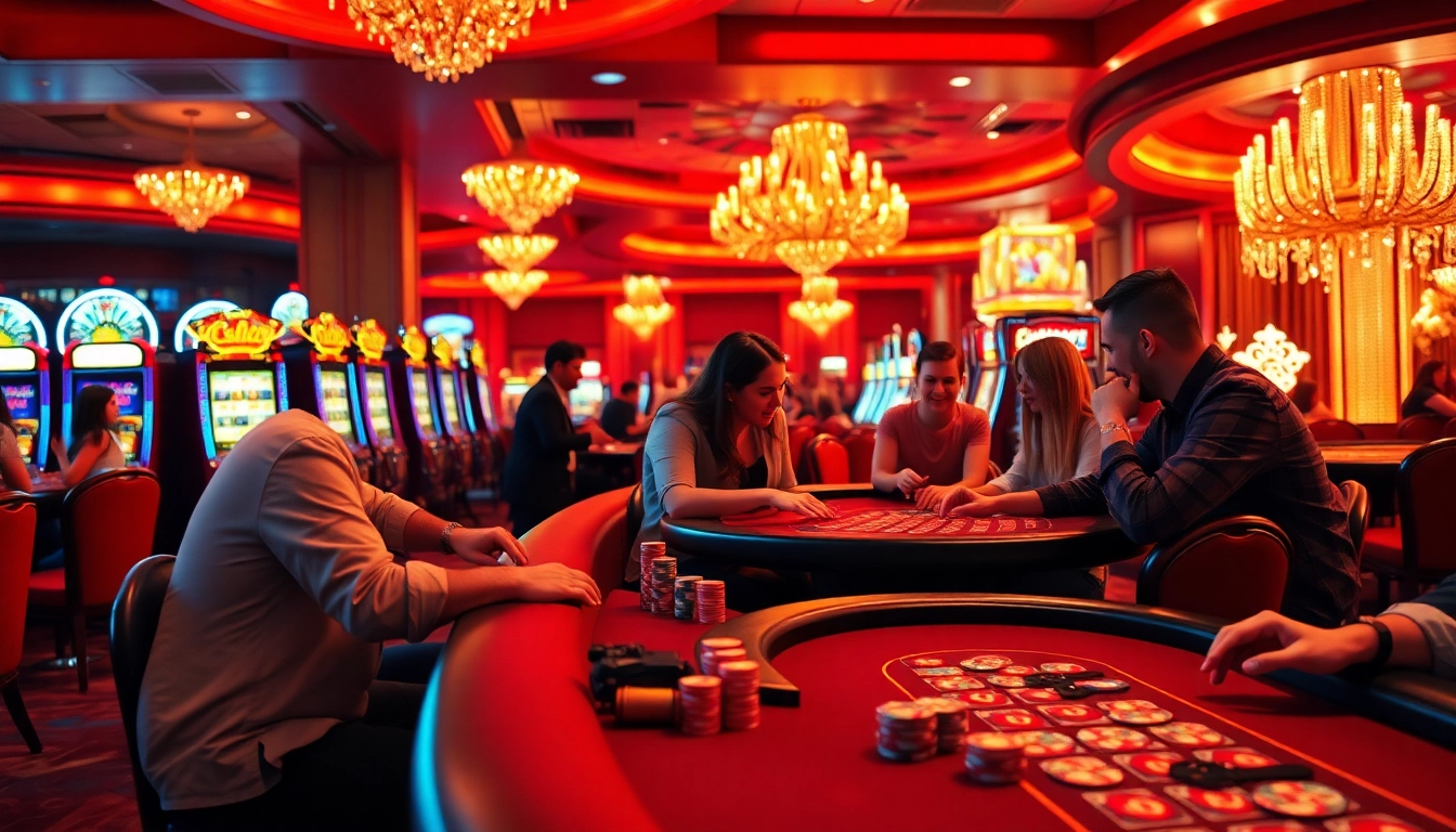 Experience the thrill of a Casino Site with vibrant games and engaging players in a luxurious setting.