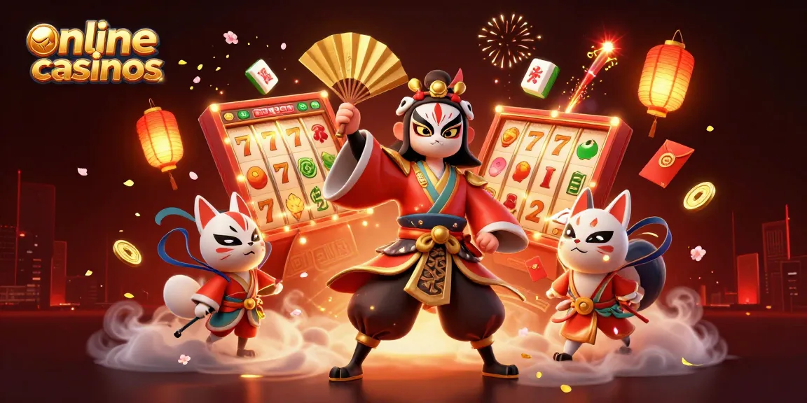 Engage with vibrant online casinos through this ultra-detailed 3D illustration of a kabuki warrior and game elements.