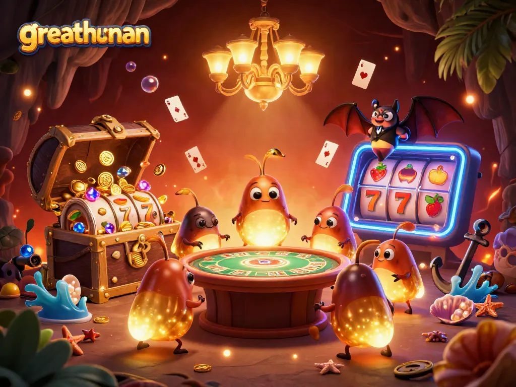 Experience the greathunan casino excitement with glowworms and vibrant gaming elements.
