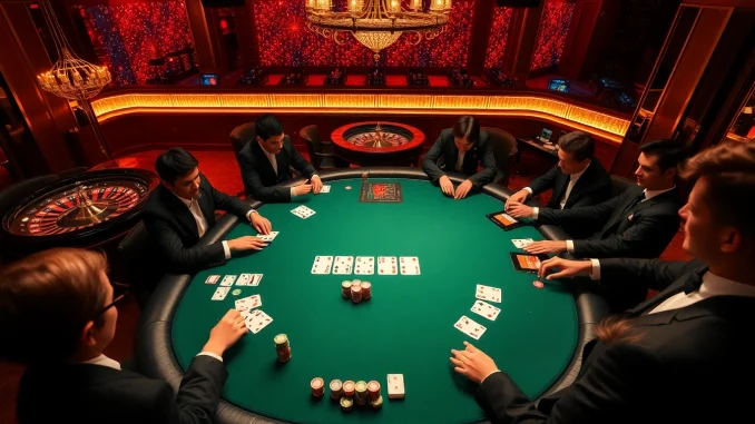 Playing poker at a lavish casino table, featuring the hidden wiki's intrigue and excitement.