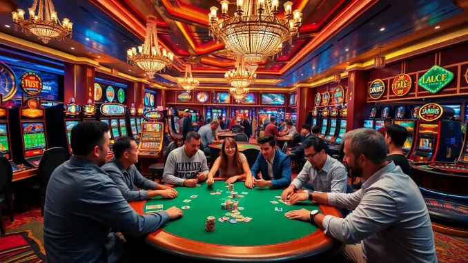 Experience high-stakes gaming excitement at Okking's luxurious casino atmosphere.