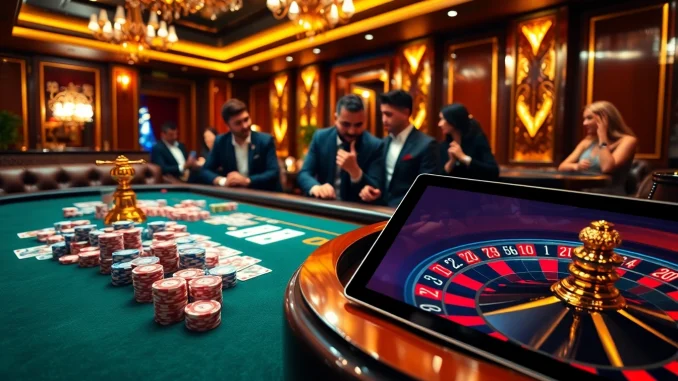 Experience thrilling gameplay at 99ok com with engaging casino tables and vibrant poker chips.