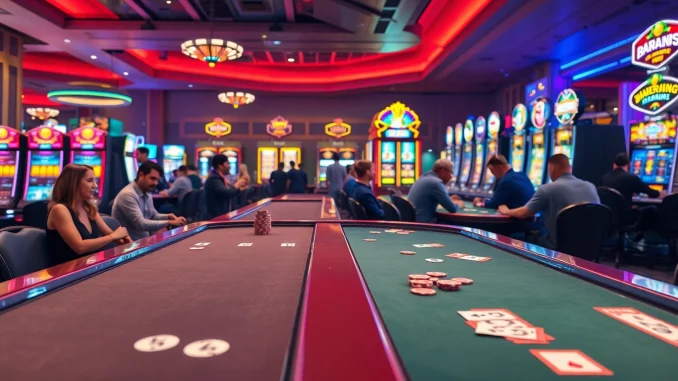 優塔的現代賭場遊戲室，充滿活力的氛圍與迷人燈光。