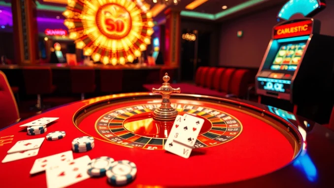 Experience high-stakes action at sunwin uk with elegant tables and vibrant gaming elements.