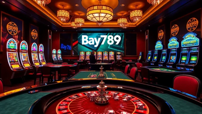 Players enjoying games at Bay789 casino, showcasing vibrant tables and slot machines.