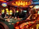 Engaged players at a high-stakes poker table, showcasing the excitement of hbbet5.art's casino.