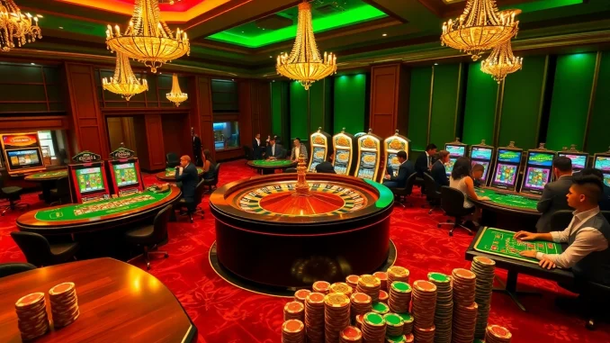 Rasakan sensasi Datukwin saat para penjudi merancang strategi di kasino yang semarak dengan roulette dan slot.