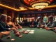 Players immerse in a thrilling casino experience at https://kjc.ad/, engaging in poker and betting on roulette.