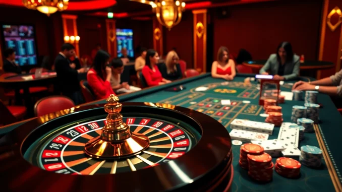 Engage in thrilling online betting with Amanahtoto, featuring an exciting casino setup with roulette and poker games.