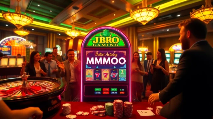 Players engaging with JDB Gaming MMOO slot machine in a dynamic casino environment.