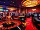 Experience the excitement of BL555 with a stunning casino scene featuring roulette and slot games.