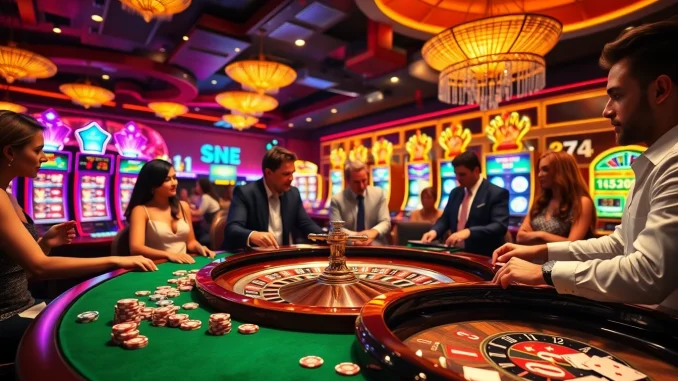 A dynamic gambling scene showcasing players at a roulette table, highlighting the excitement of https://rr88.gratis/ promotions.