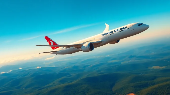 Experience the journey of TK88, a Turkish Airlines flight over stunning landscapes, showcasing adventure.