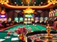 Experience the excitement of ww88 with vibrant casino tables, poker chips, and slot machines illuminated by rich colors.