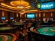 The lively casino ambiance at https://8kbet.ink/, where players enjoy exciting card games and vibrant poker chips.