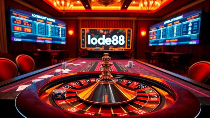 Lode88 players engage in thrilling online betting at a luxurious casino table.