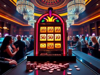 Players enjoying thrilling spins at the slot888 machine in a vibrant casino setting.