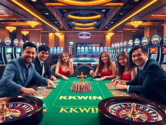 Exciting gameplay at KKWIN with vibrant poker chips and roulette wheels displayed at https://kkwin.diy/ casino table.