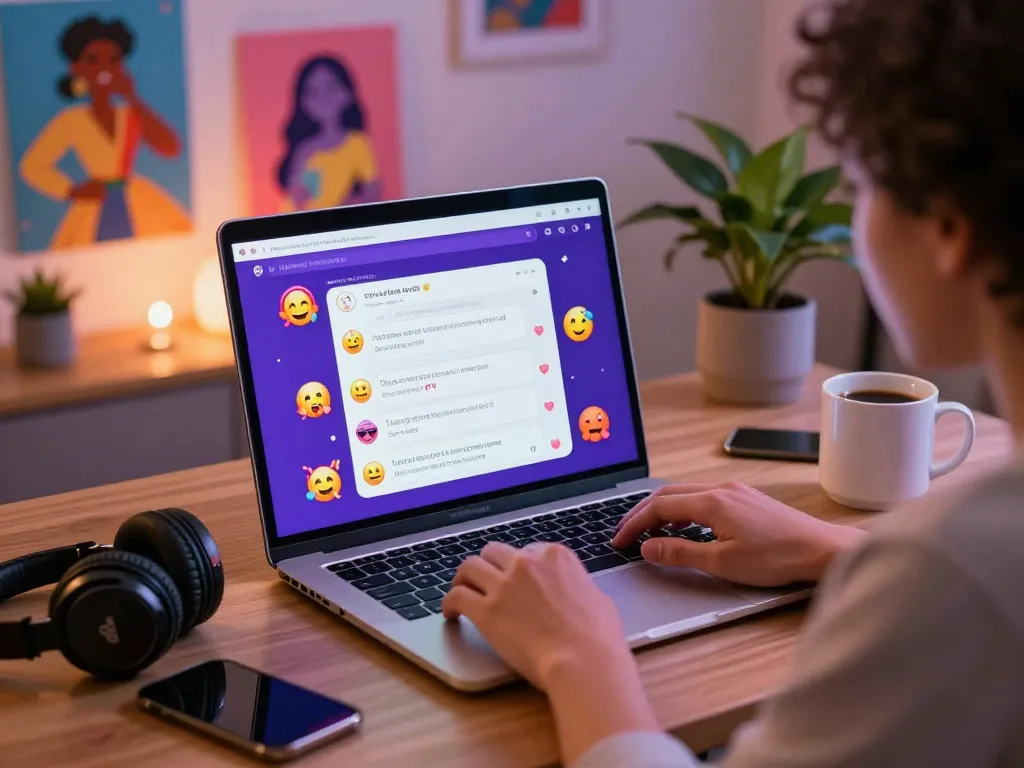 Engaging in ai sex chat with an interactive AI companion in a cozy home office.